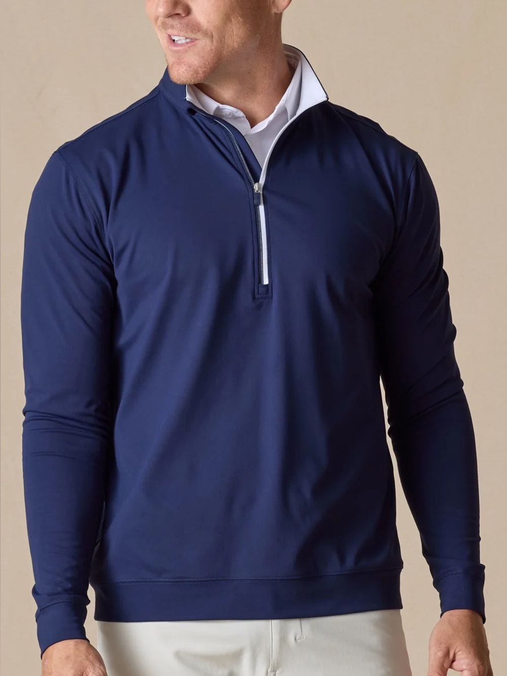 Straight Down Golf Pullover Mens XL Navy Blue 1/4 Zip Waffle Knit Wing Logo